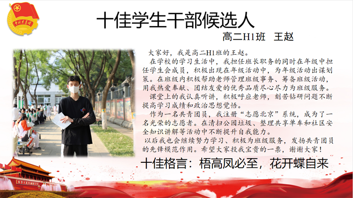 北京市第二十中学2023年度高二年级“十佳”候选人，等你来投票！